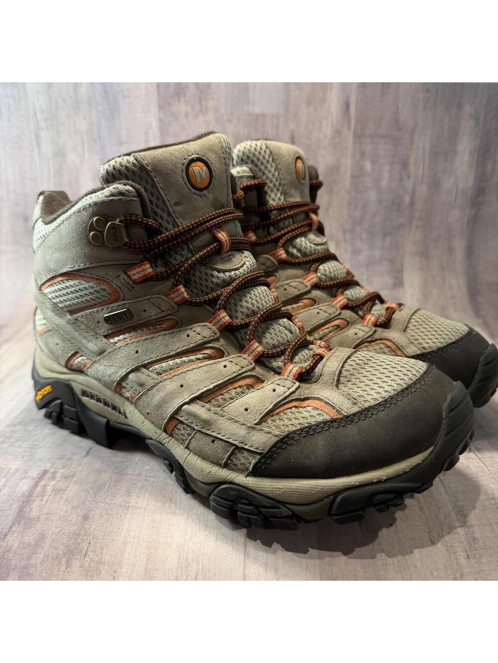 Merrell Moab 2 Women's 10 W Wide Mid Waterproof Hiking Boot J06058W Tan Orange